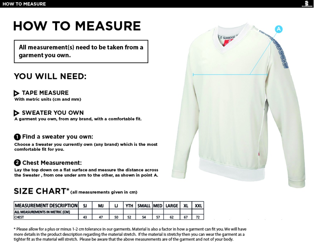 Long Sleeve Sweater T20 - Size Guide