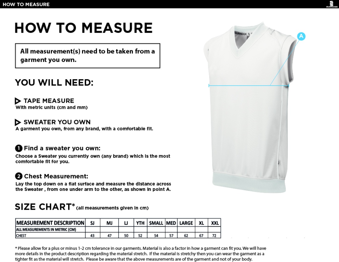 Sleeveless Sweater T20 - Size Guide